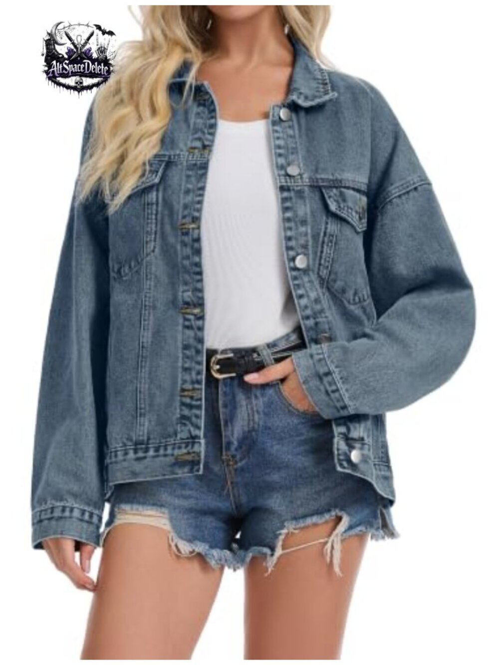 Women Oversized Denim Jacket Button Down Trucker Jean Jacket Fall Casual
